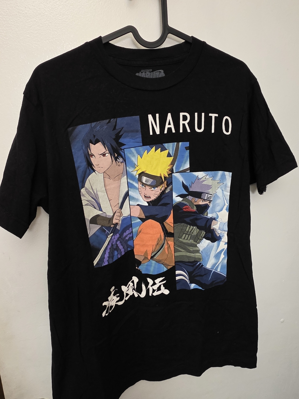 Ripple Junction Black Tee with Silver Naruto Shippuden Graphic